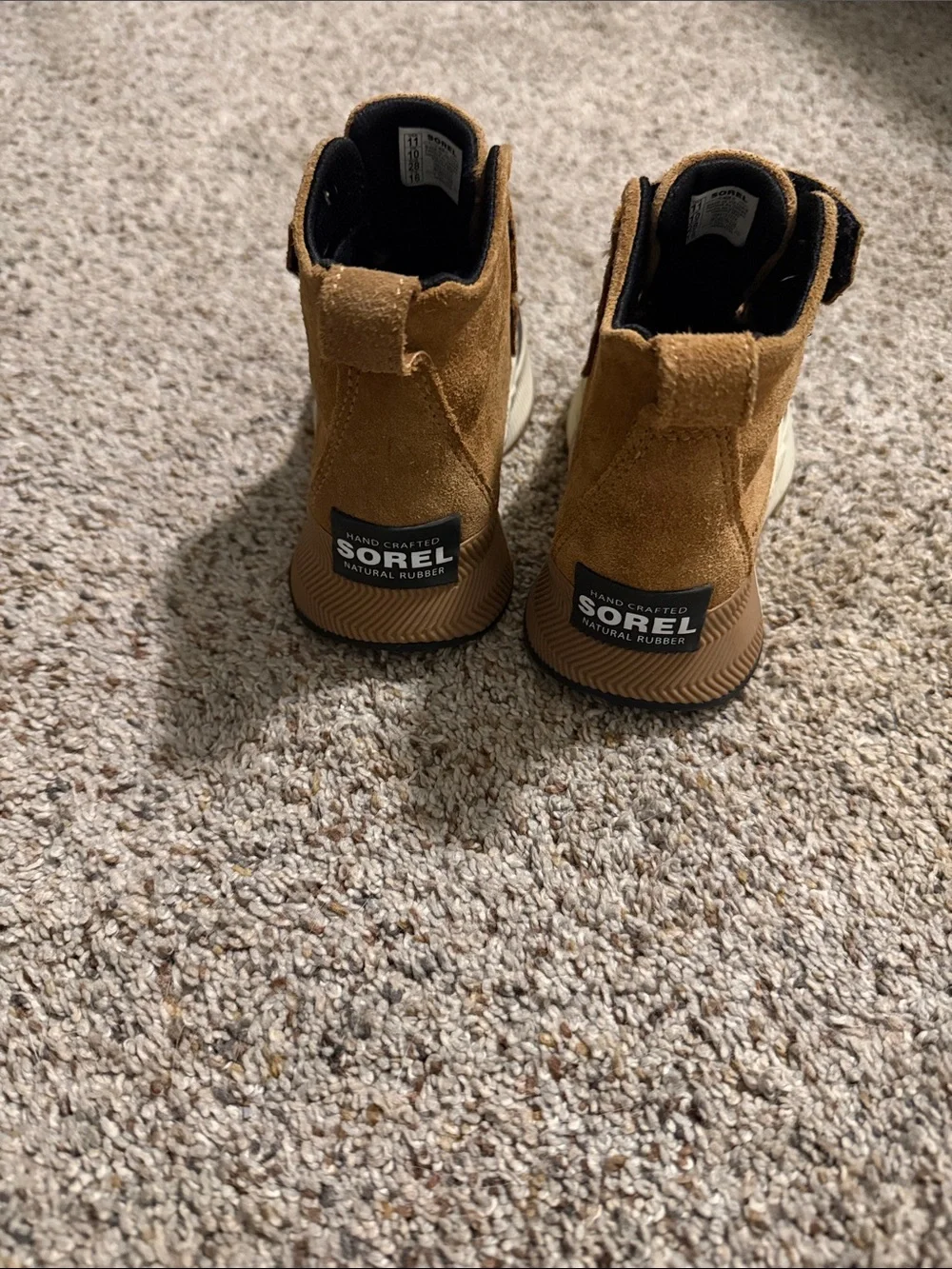 Sorel Kids Brown and Black Duck Boots with Hook-and-Loop Straps